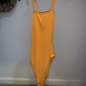 Nasty Gal mustard cross back body suit